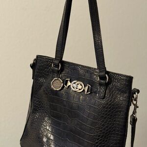 Patricia Nash Elegant Black Crocodile-Embossed Tote Bag